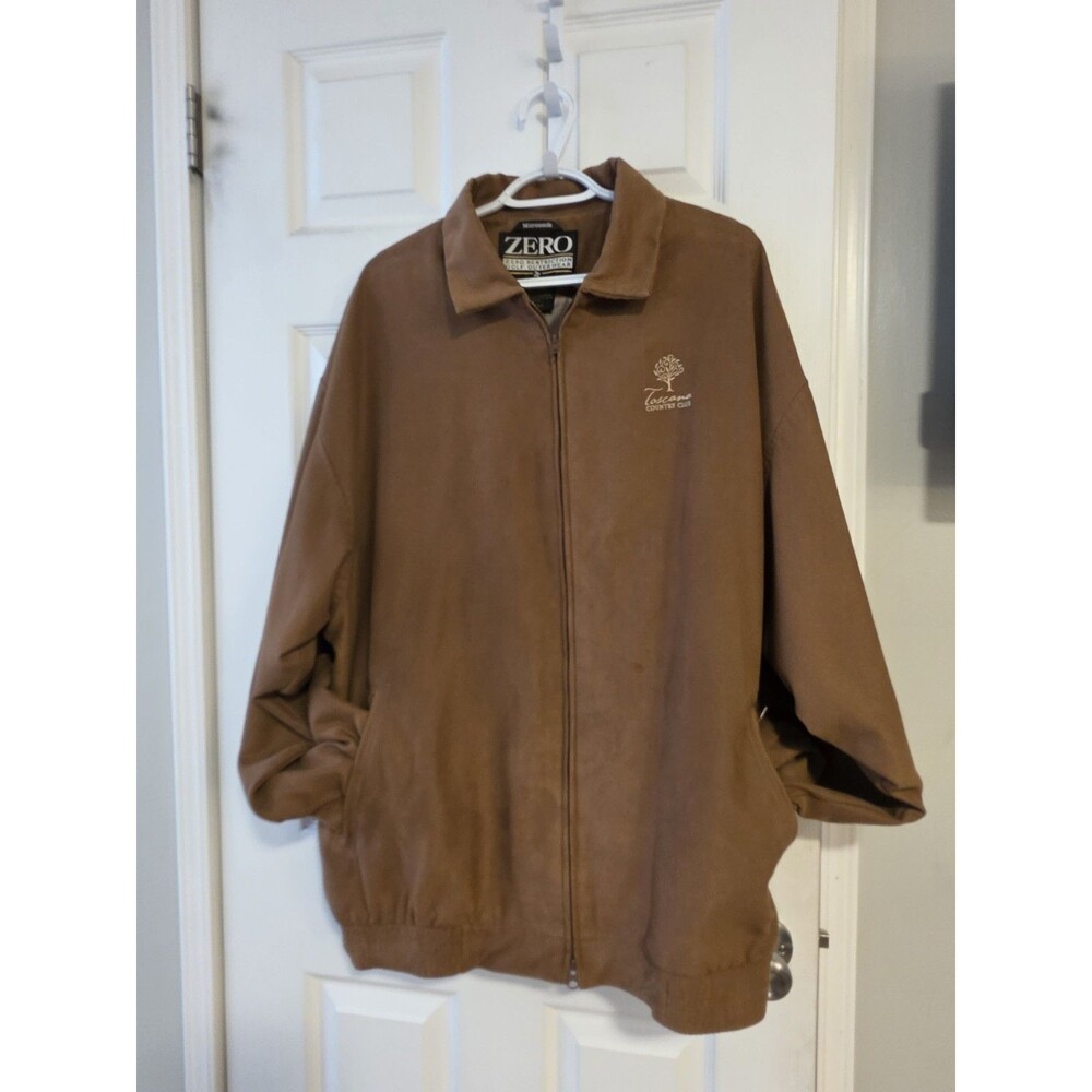 Zero Restriction Microsuede Golf Jacket Men XXL Brown Toscana Country Club Zip